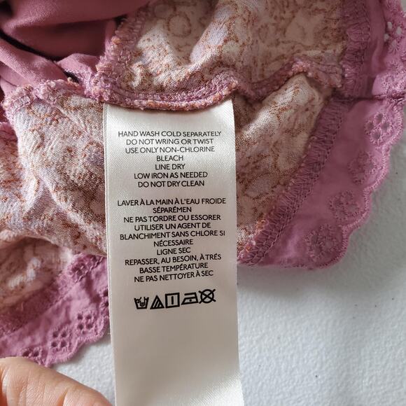 Free People Dress Womens Small Purple Pink Floral Boho Layered Milkmaid Whimsy - Picture 8 of 11